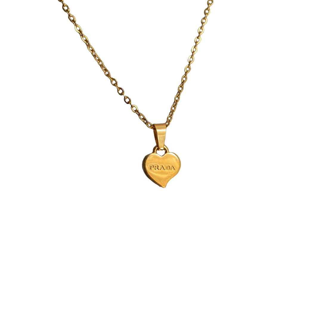 Repurposed Authentic Prada Mini Heart tag - Necklace