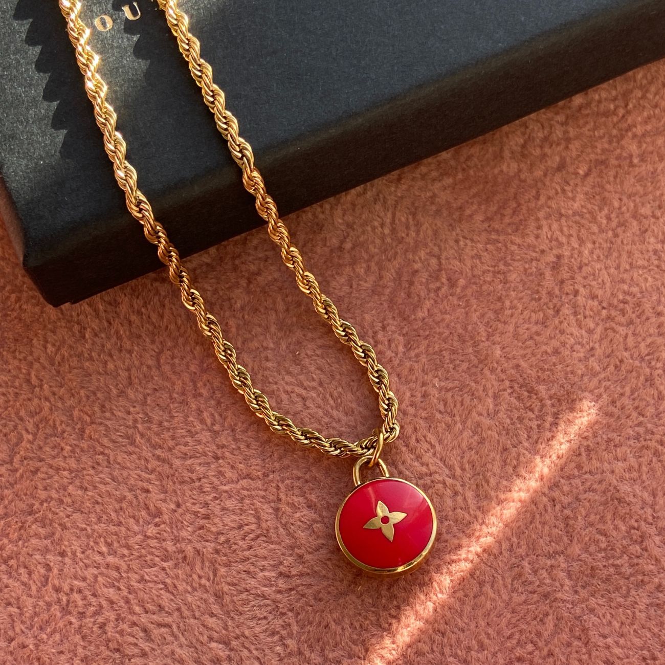 Authentic Louis Vuitton Red Pastilles Pendant- Necklace