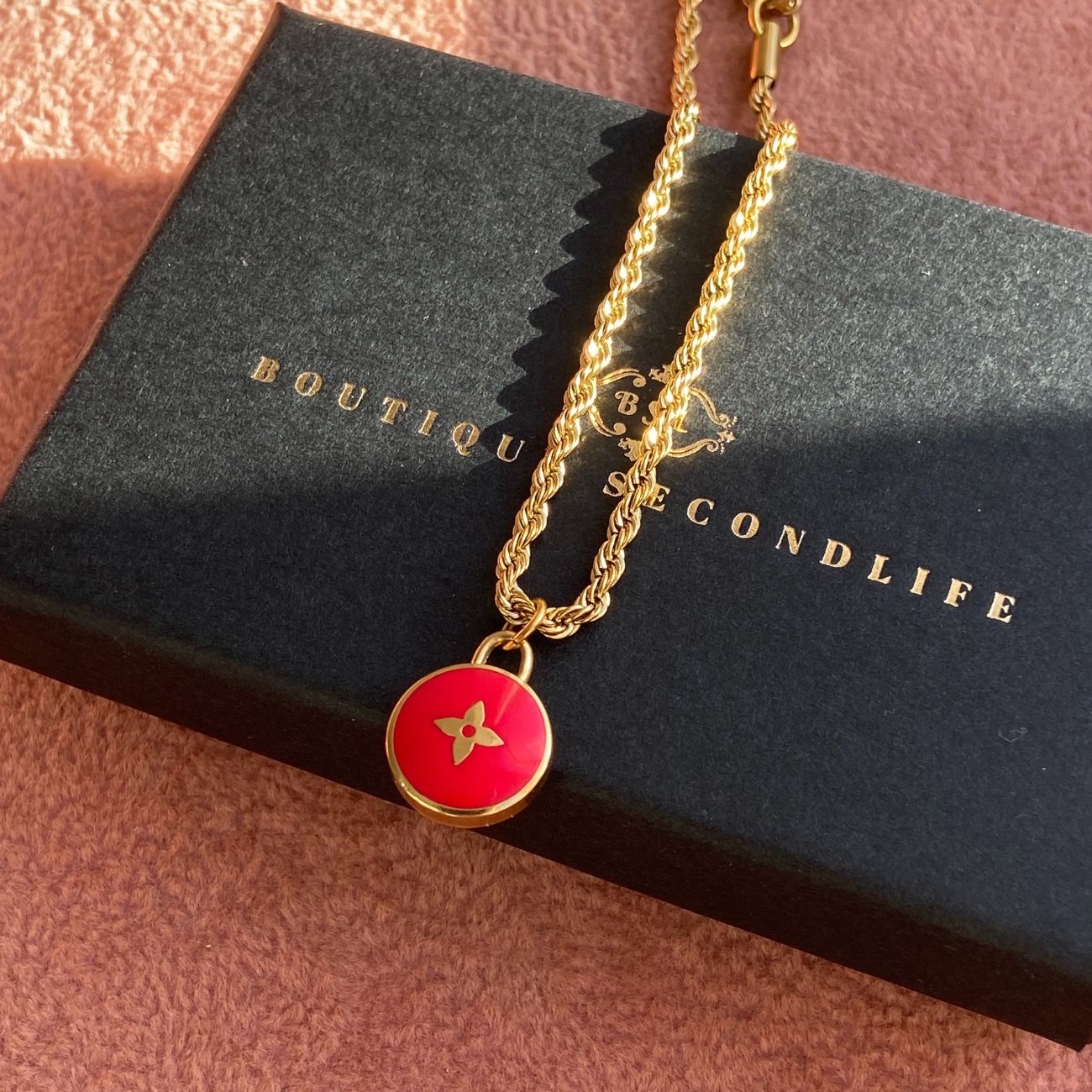 Authentic Louis Vuitton Red Pastilles Pendant- Necklace