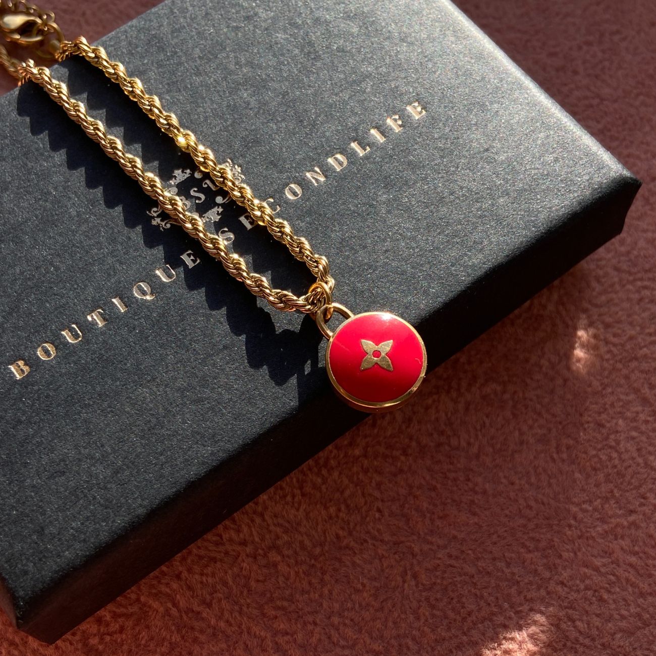 Authentic Louis Vuitton Red Pastilles Pendant- Necklace
