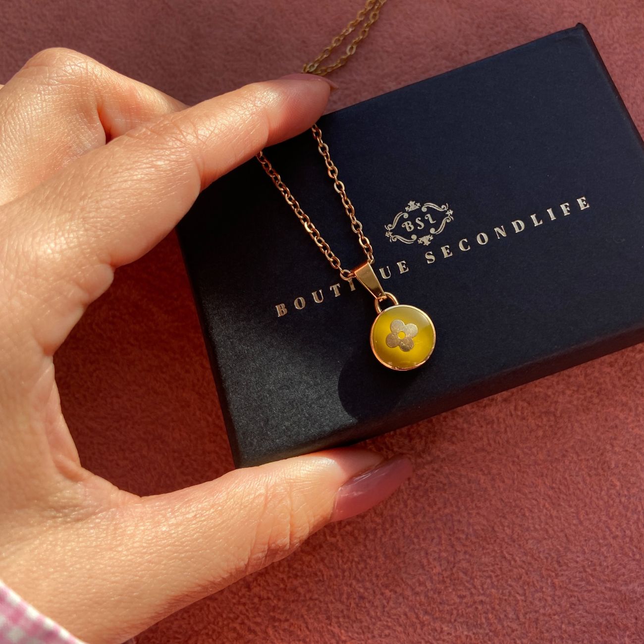 Authentic Louis Vuitton Green Pear Pendant Pastilles- Necklace