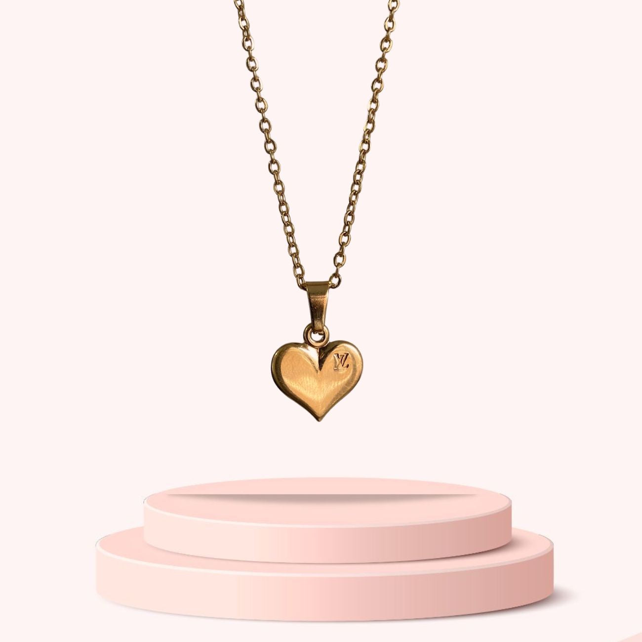 Authentic Louis Vuitton Heart Pendant-  Dainty Reworked Necklace