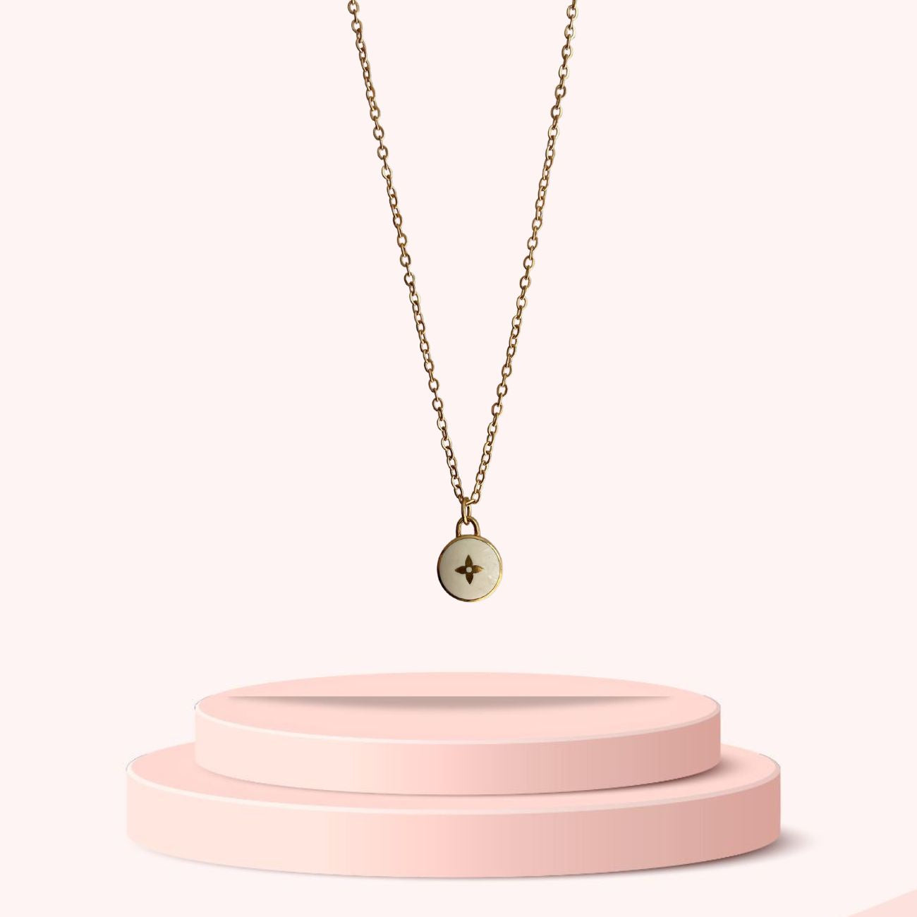 Authentic Louis Vuitton White Pendant- Necklace
