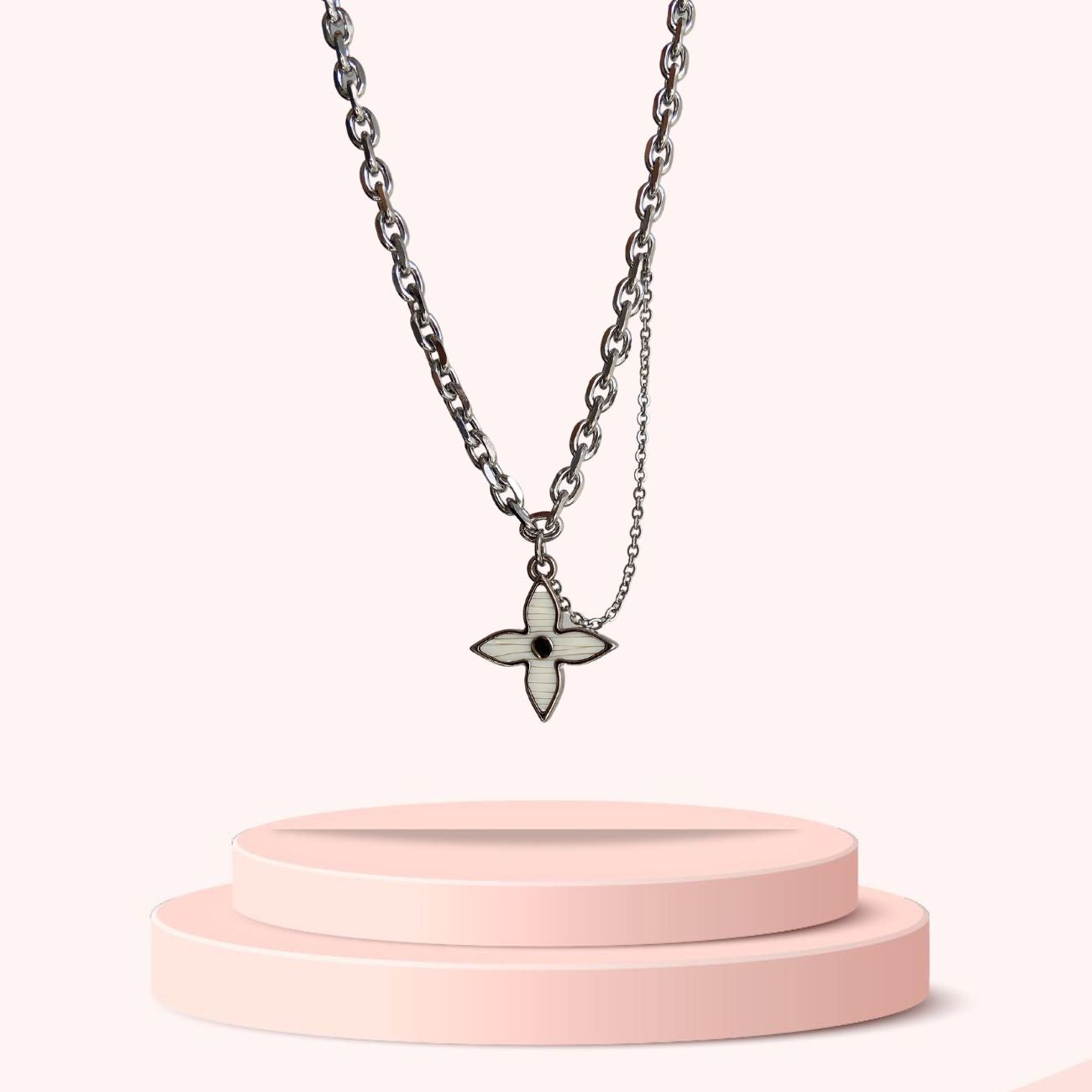 Authentic Louis Vuitton Silver Charm- Reworked Necklace
