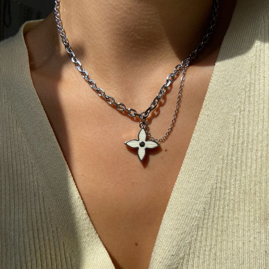 Authentic Louis Vuitton Silver Charm- Reworked Necklace
