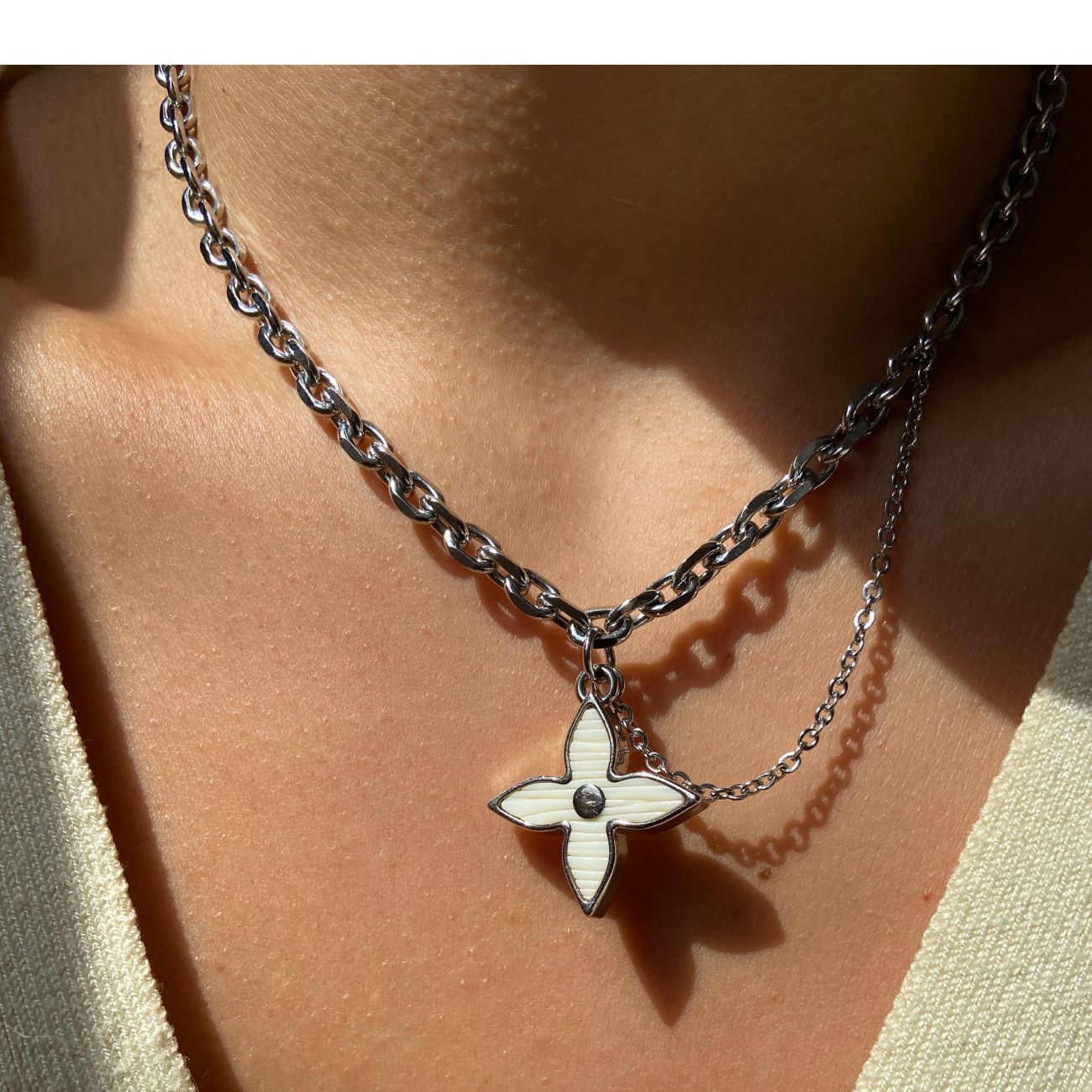 Authentic Louis Vuitton Silver Charm- Reworked Necklace