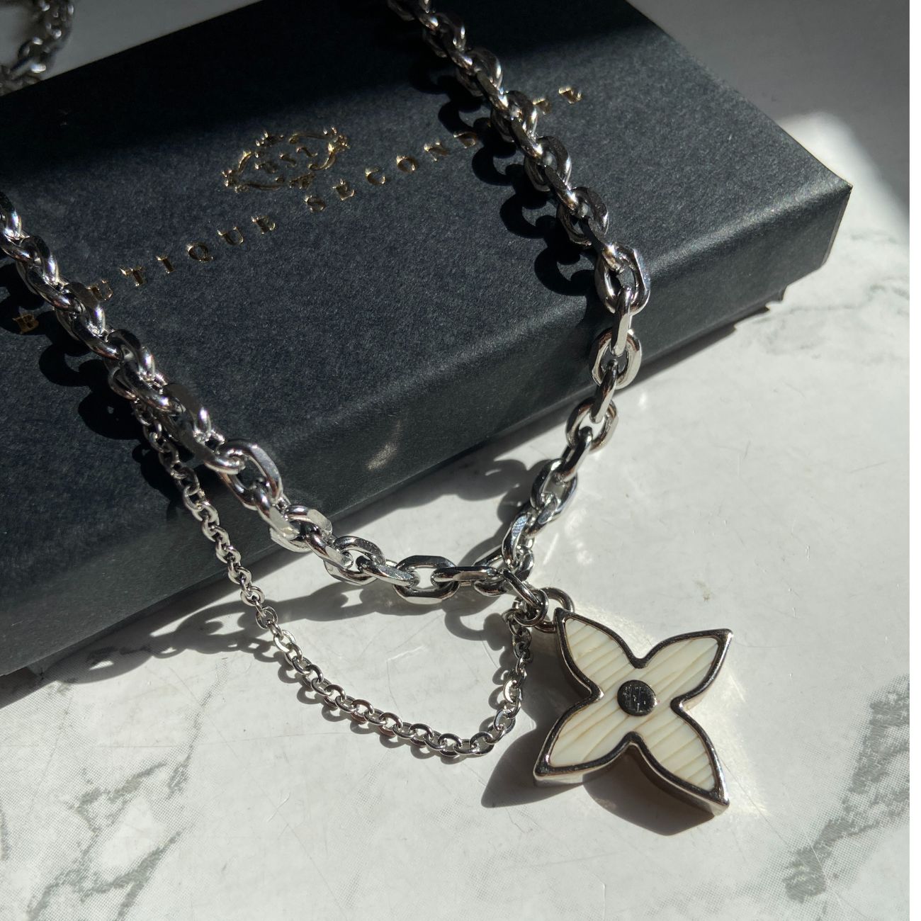 Authentic Louis Vuitton Silver Charm- Reworked Necklace