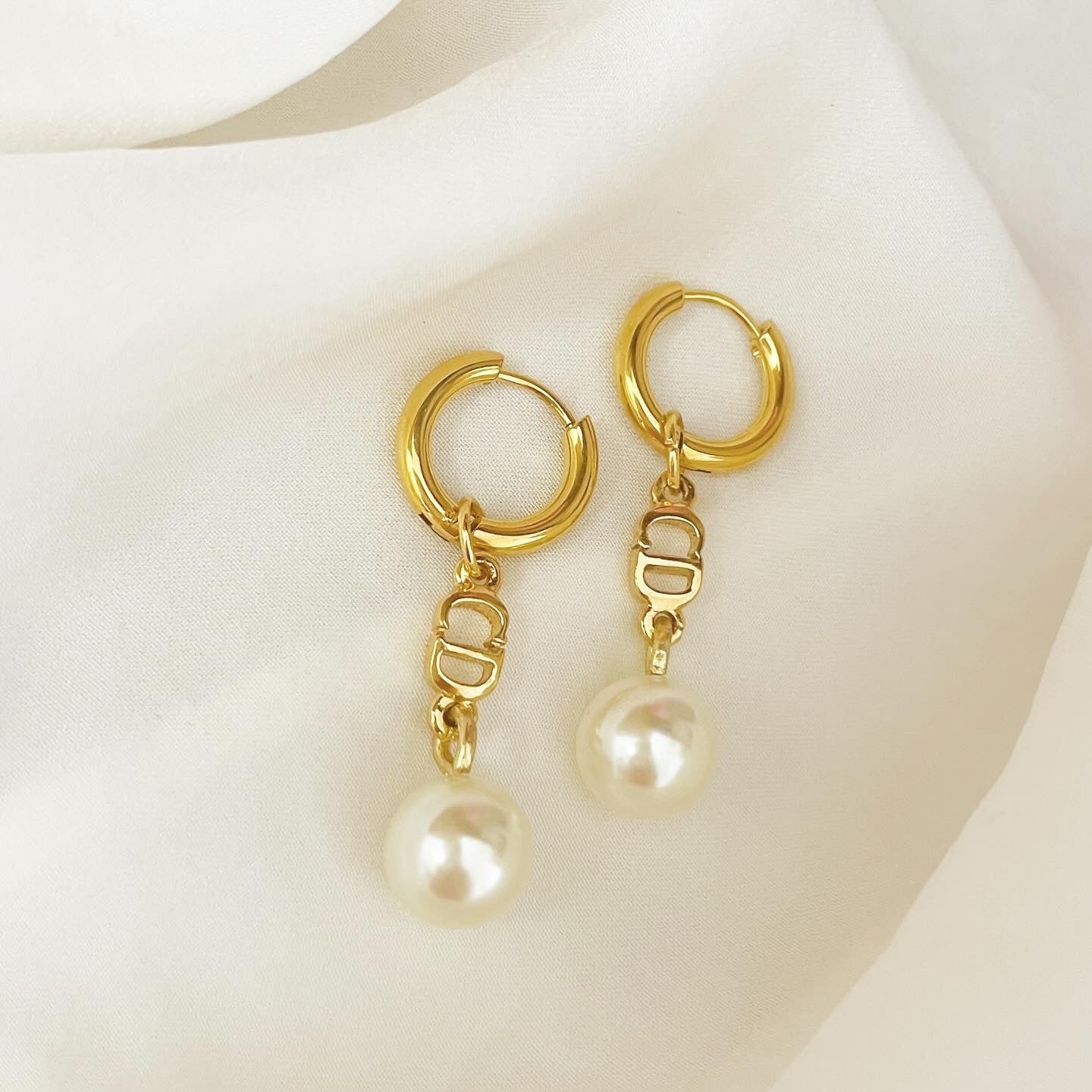 Authentic repurposed Dior CD earrings