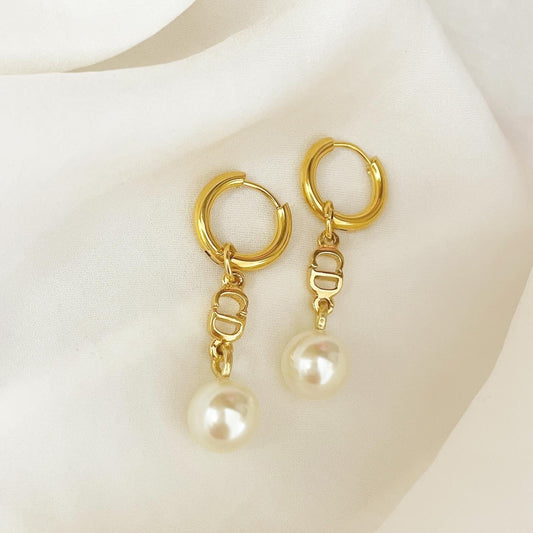 Authentic repurposed Dior CD earrings