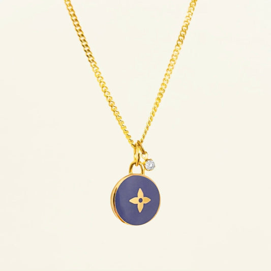 Authentic repurposed Louis Vuitton monogram necklace with crystal charm