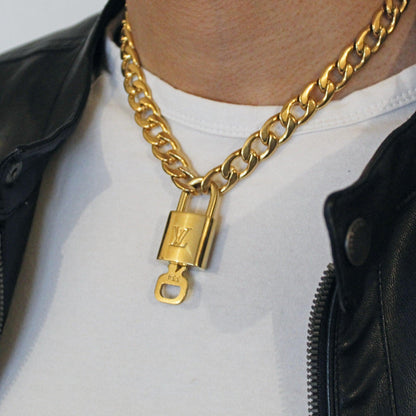 Louis Vuitton Padlock with Chunky Chain Necklace For Him