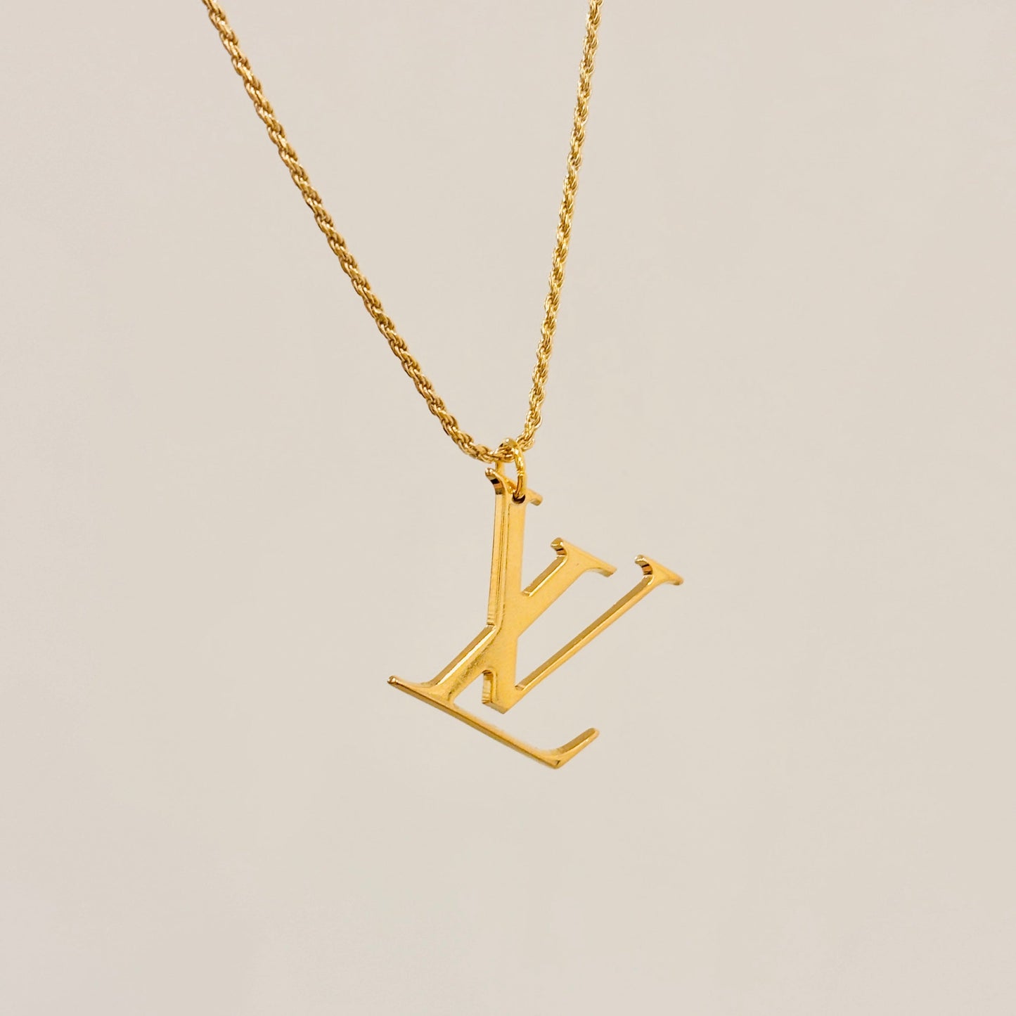 Authentic repurposed Louis Vuitton logo necklace