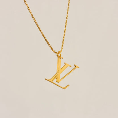 Authentic repurposed Louis Vuitton logo necklace