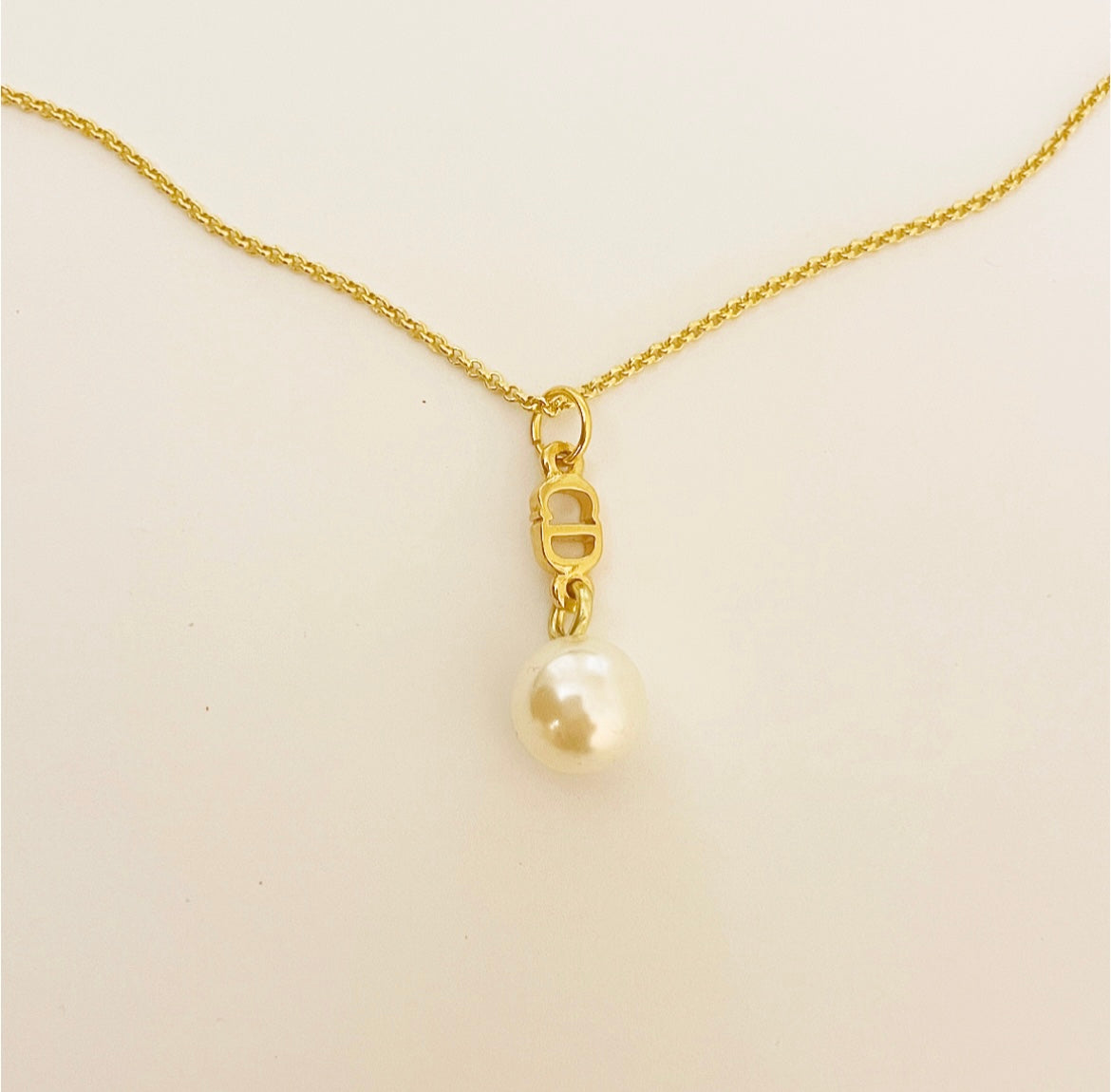 Authentic repurposed Dior CD necklace