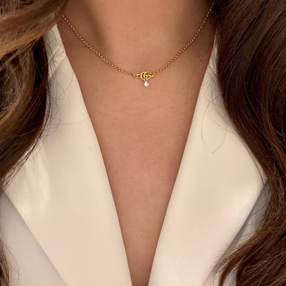 Authentic repurposed Gucci marmont logo necklace