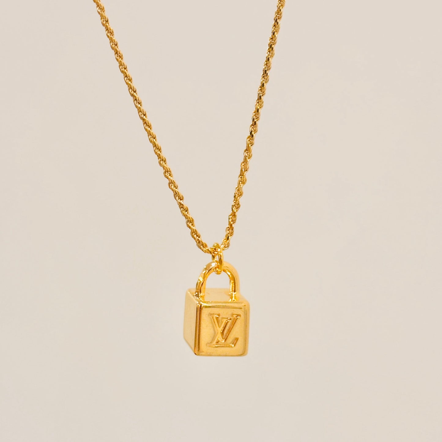 Authentic repurposed Louis Vuitton logo necklace