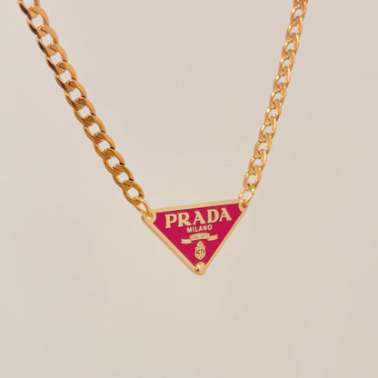 Authentic repurposed Prada 16” logo necklace
