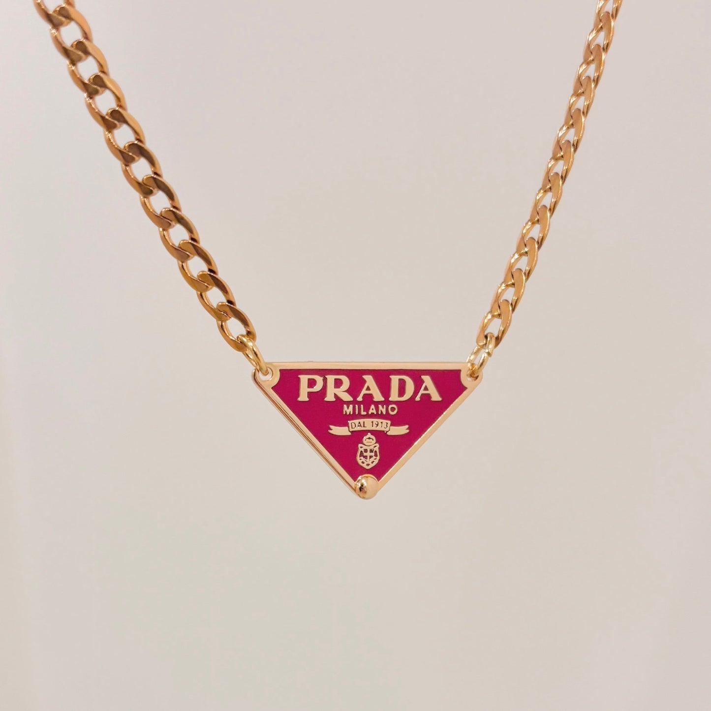 Authentic repurposed Prada 16” logo necklace