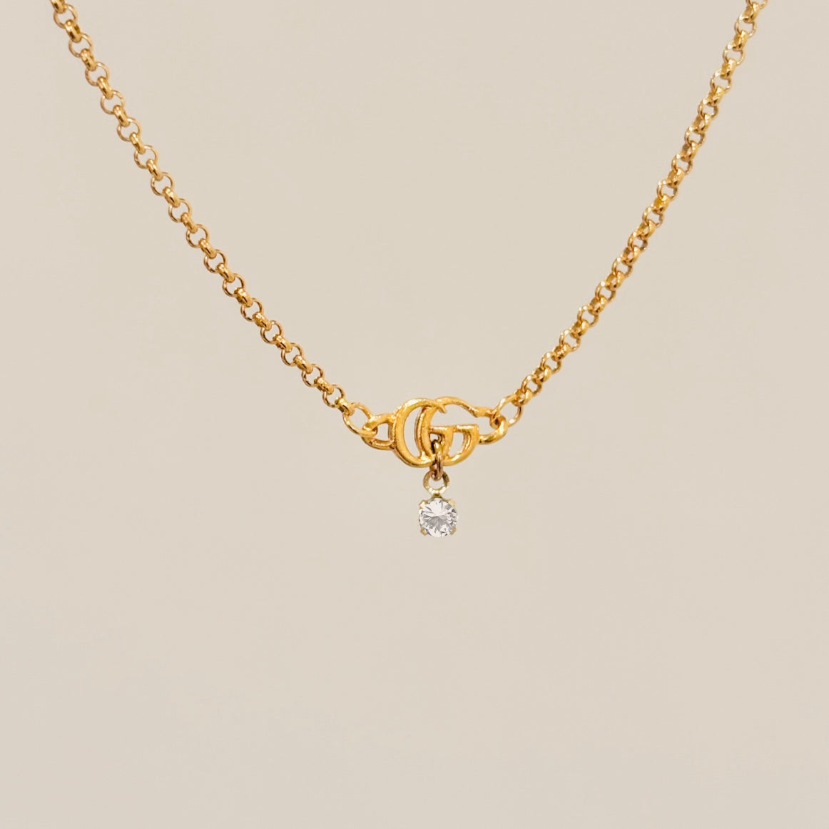 Authentic repurposed Gucci marmont logo necklace