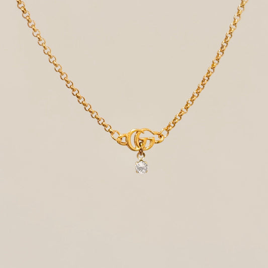 Authentic repurposed Gucci marmont logo necklace