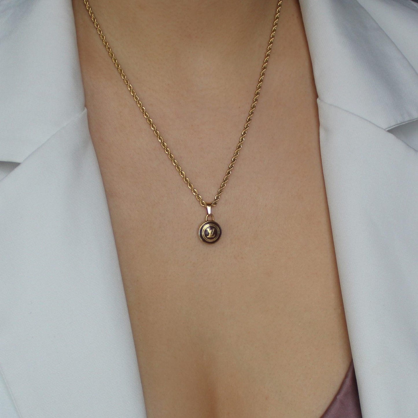 Authentic Louis Vuitton Logo Pastilles Pendant Necklace