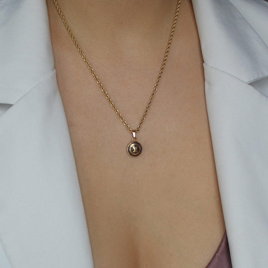 Authentic Louis Vuitton Logo Pastilles Pendant Necklace