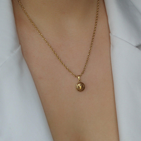 Authentic Louis Vuitton Logo Pastilles Pendant Necklace