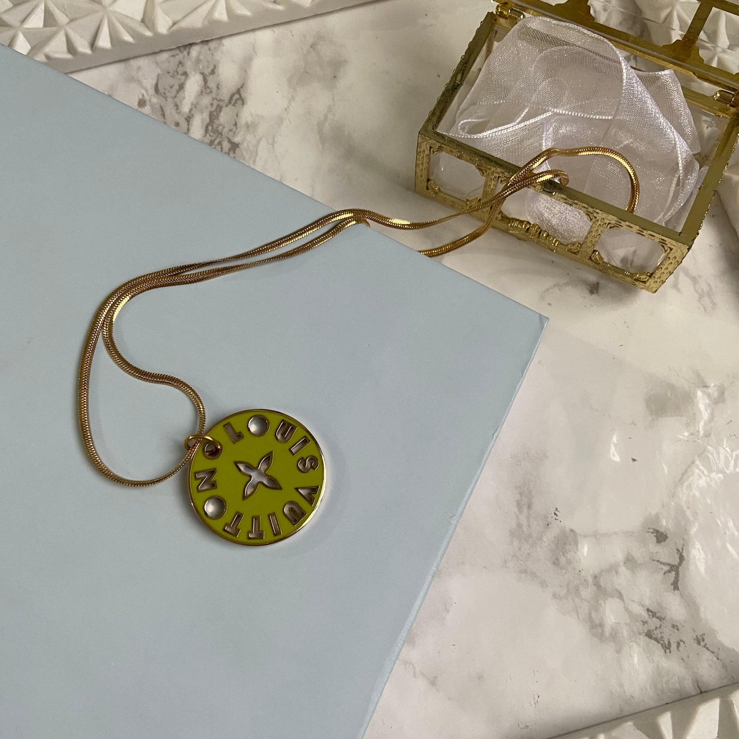 Authentic Looping Charm Green & Fuscia - Reworked Necklace