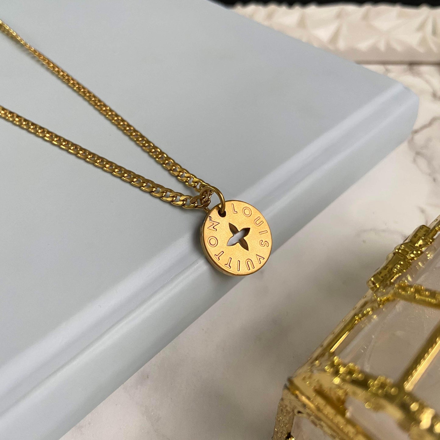 Authentic Louis Vuitton Logo Looping Charm - Reworked Necklace
