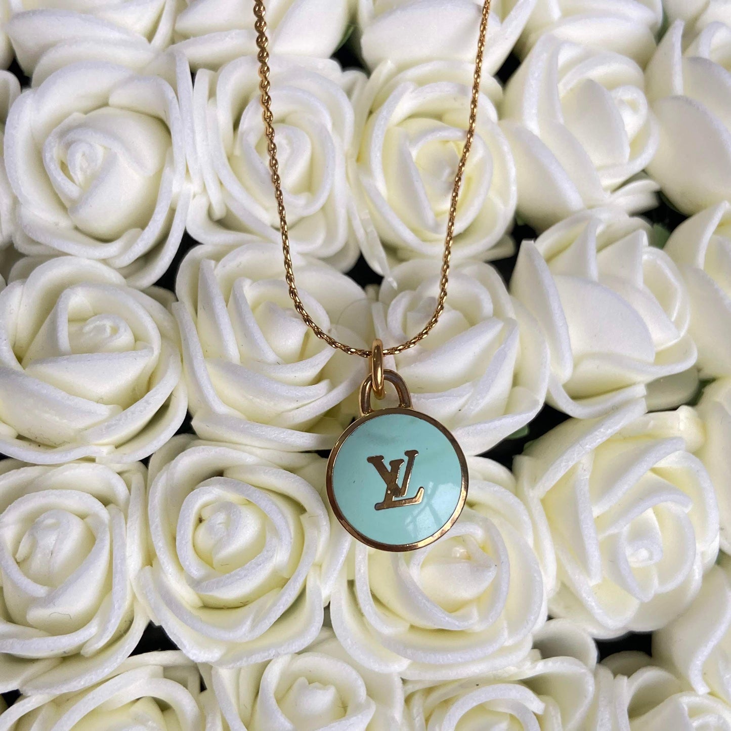 Authentic Louis Vuitton Logo Mint Pendant- Necklace