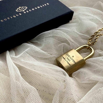 Authentic Louis Vuitton Padlock with Rope Chain Necklace