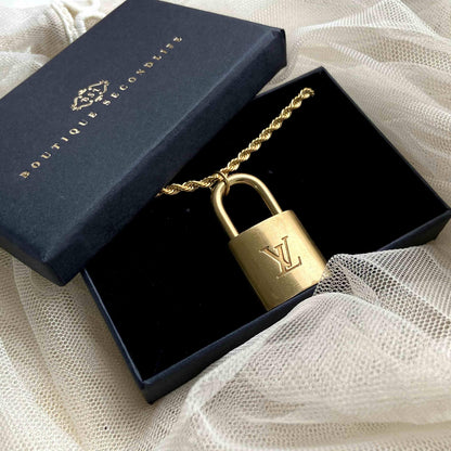 Authentic Louis Vuitton Padlock with Rope Chain Necklace