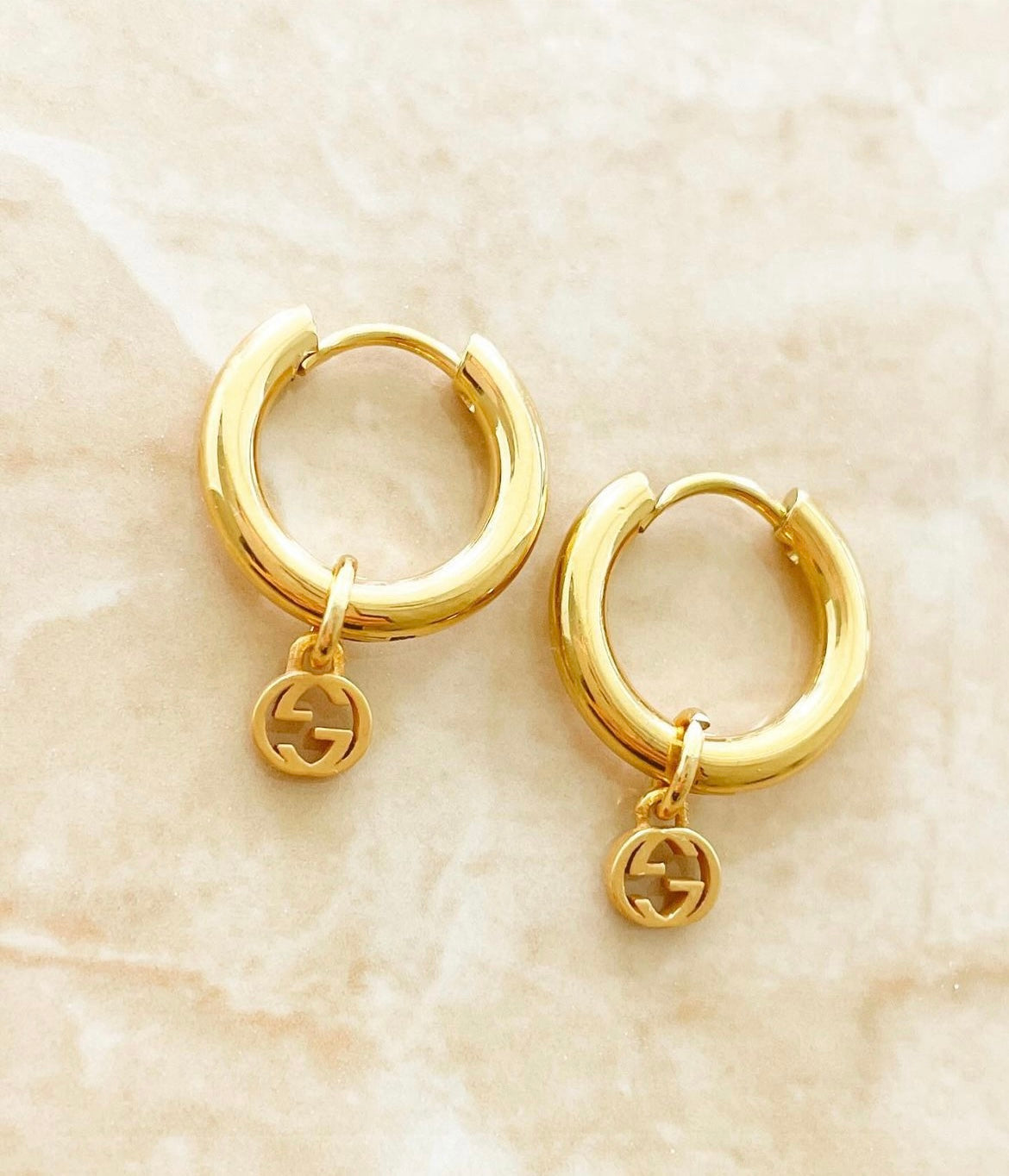 Authentic repurposed Gucci mini logo earrings