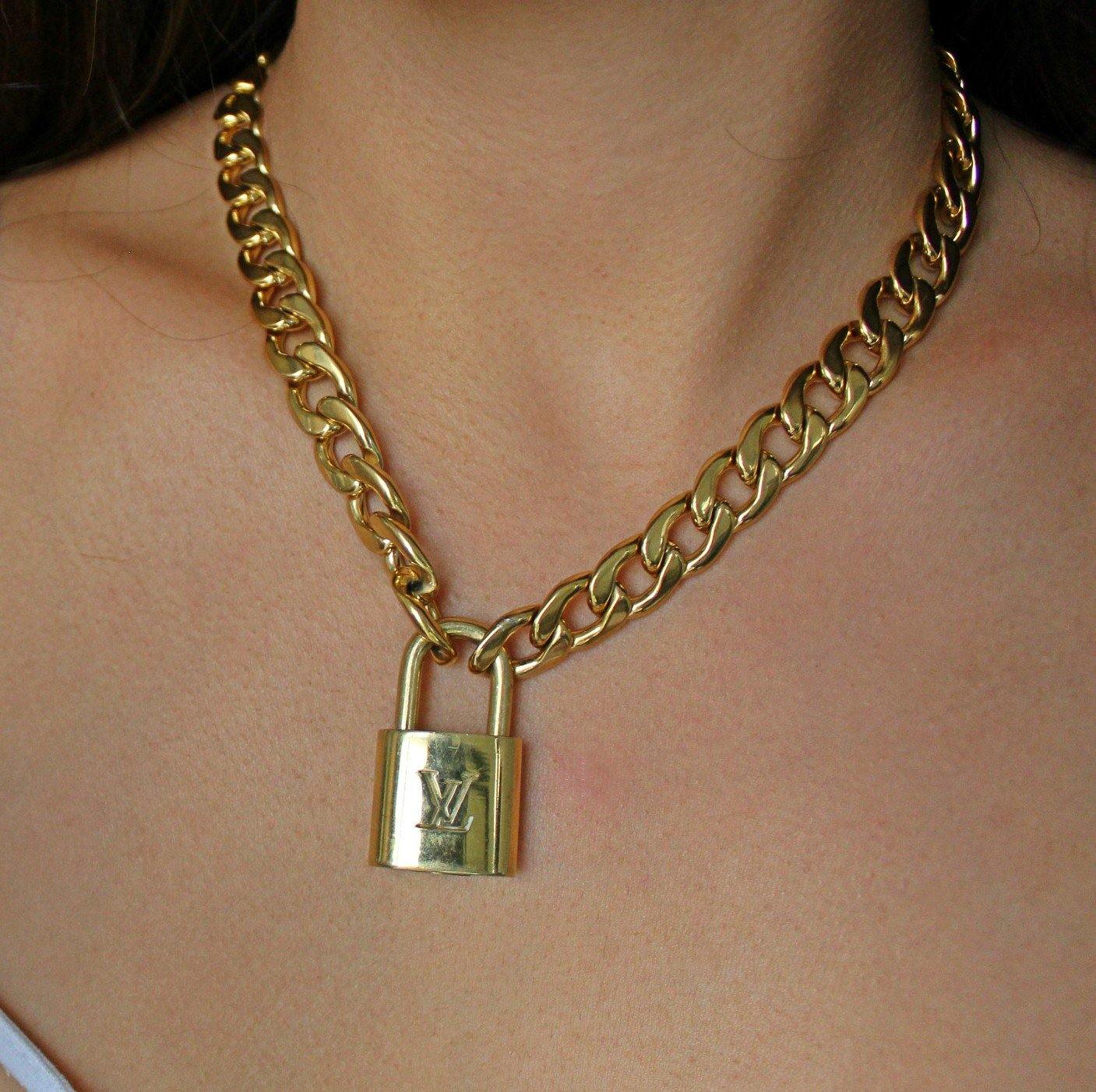 Padlock with Chunky Chain Necklace NO KEY