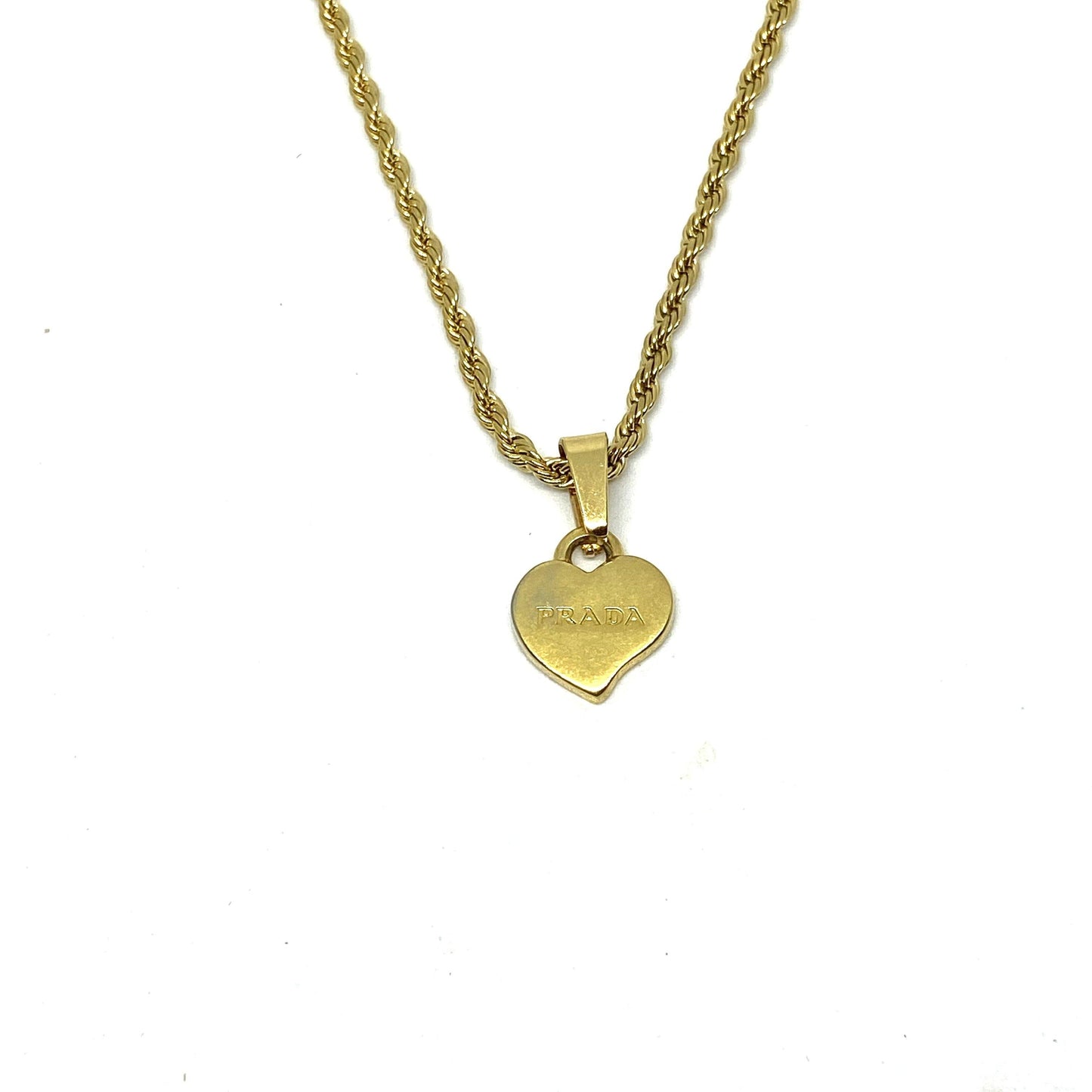 Gift Edition - Repurposed Authentic Prada Mini Heart tag - Necklace