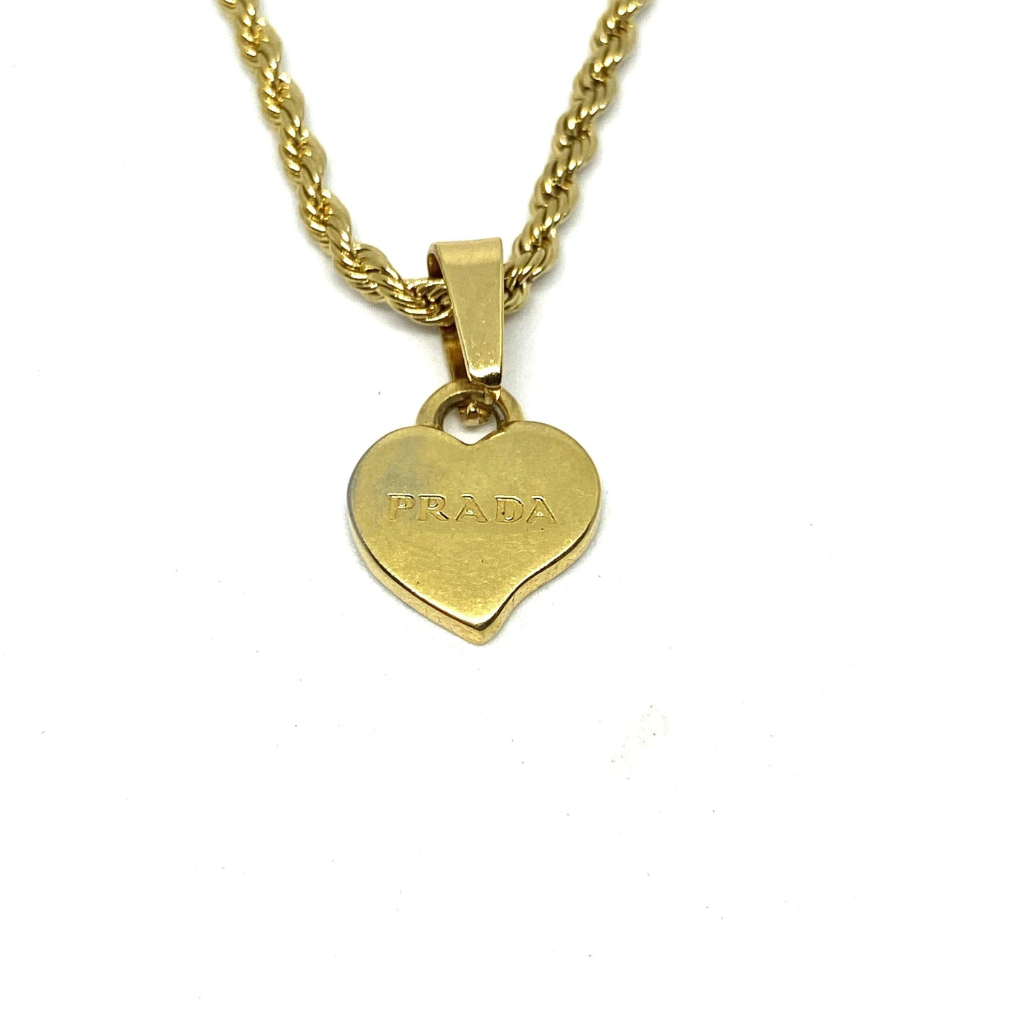 Gift Edition - Repurposed Authentic Prada Mini Heart tag - Necklace