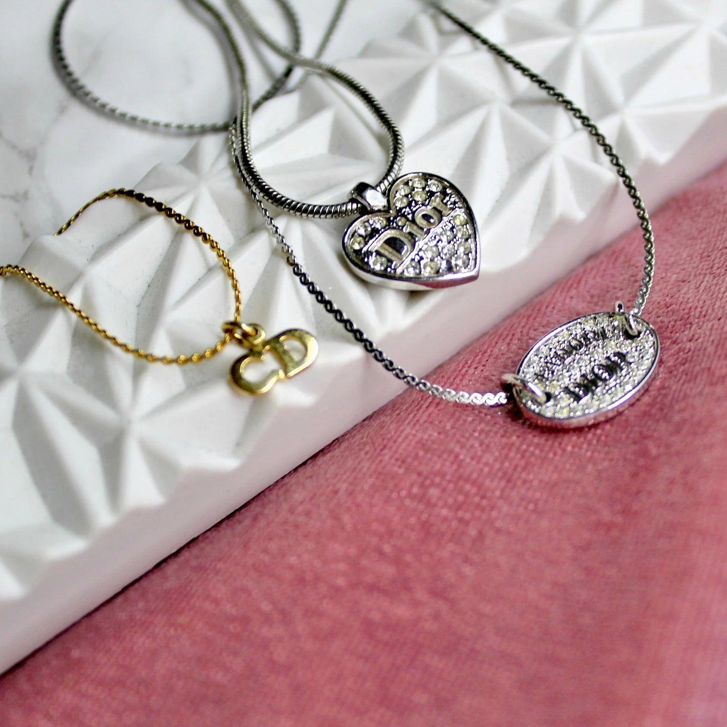 Authentic Dior pendant Tag- Dainty Reworked Necklace