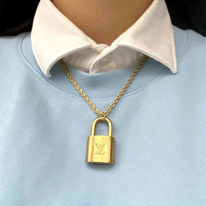 Authentic Louis Vuitton Padlock with Rope Chain Necklace