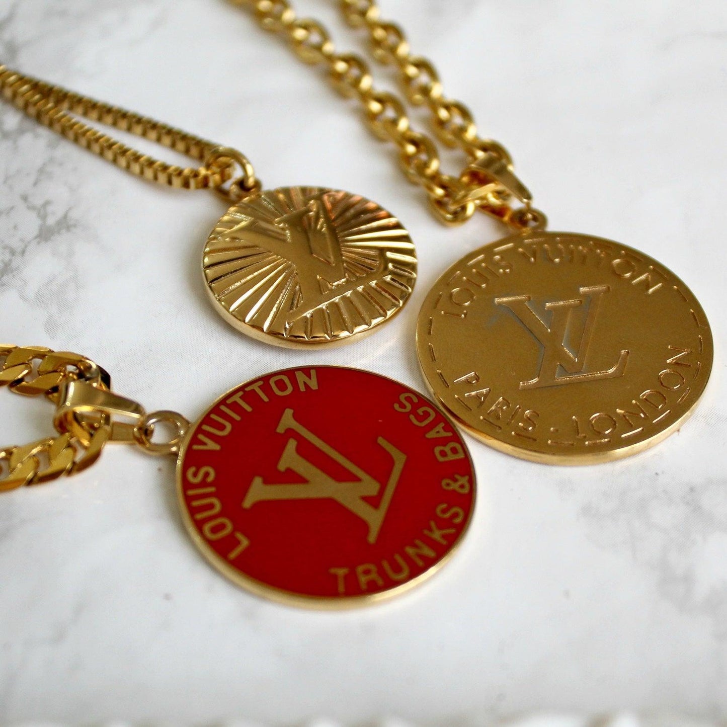 Authentic Louis Vuitton Logo Pendant- Reworked Necklace