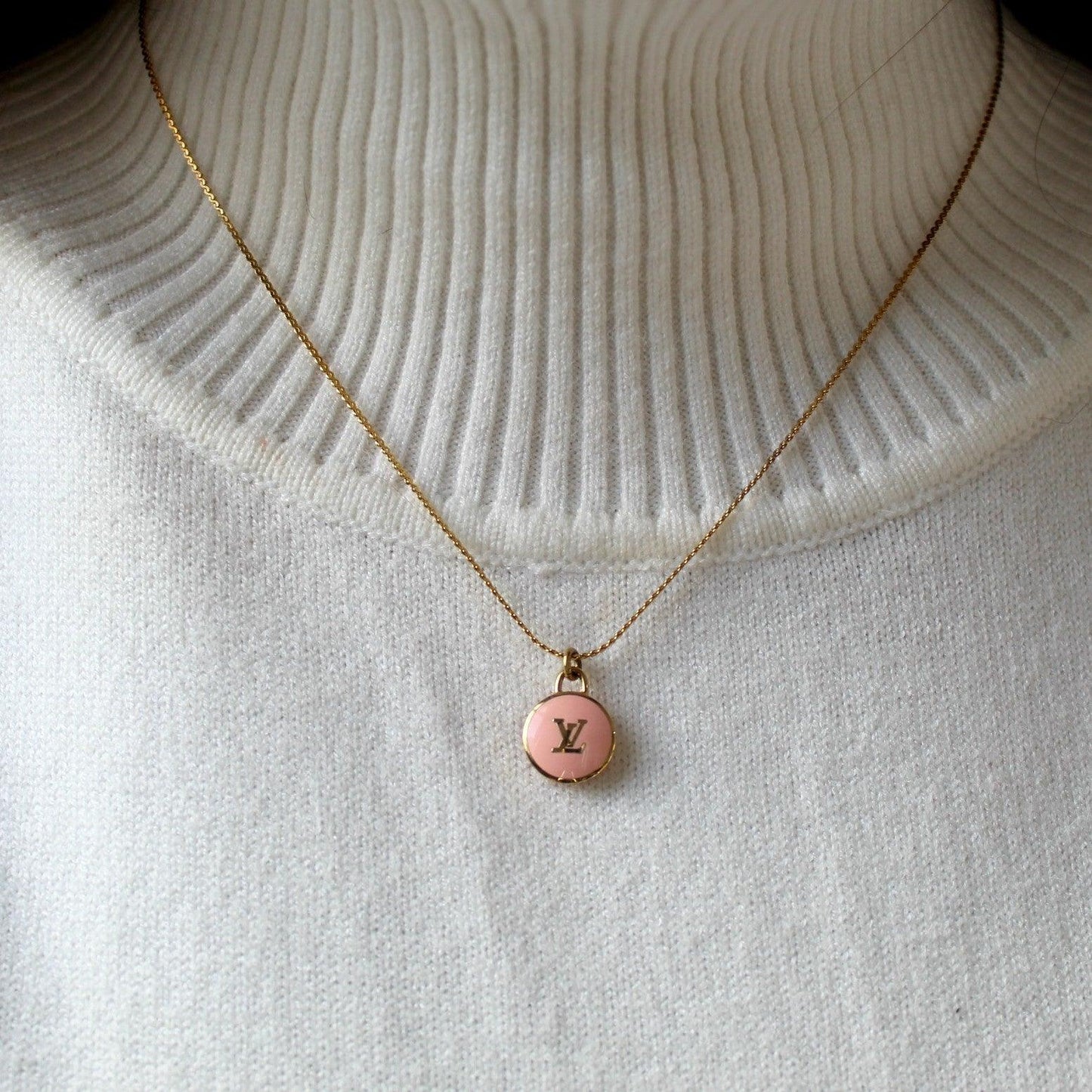 Authentic Louis Vuitton Logo Peach Pendant- Necklace