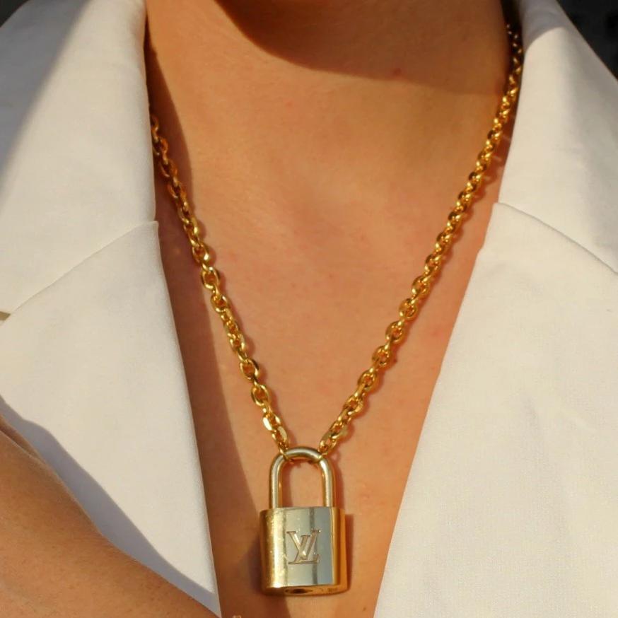 Louis Vuitton Padlock with Rolo Chain Necklace