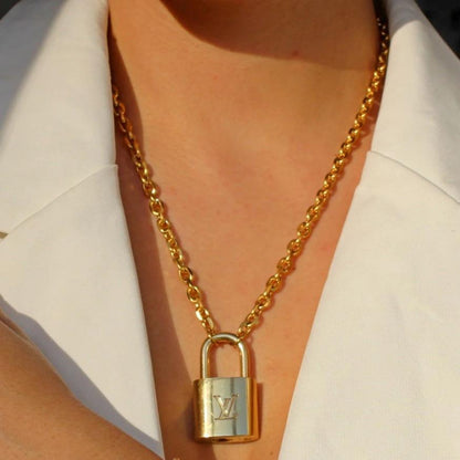 Louis Vuitton Padlock with Rolo Chain Necklace