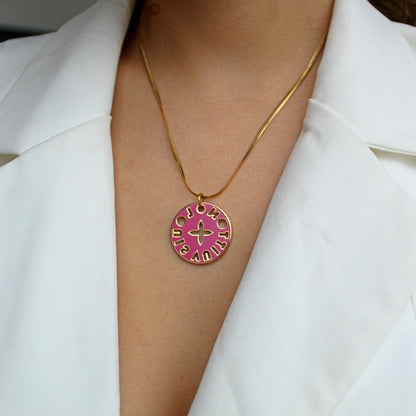 Authentic Looping Charm Green & Fuscia - Reworked Necklace