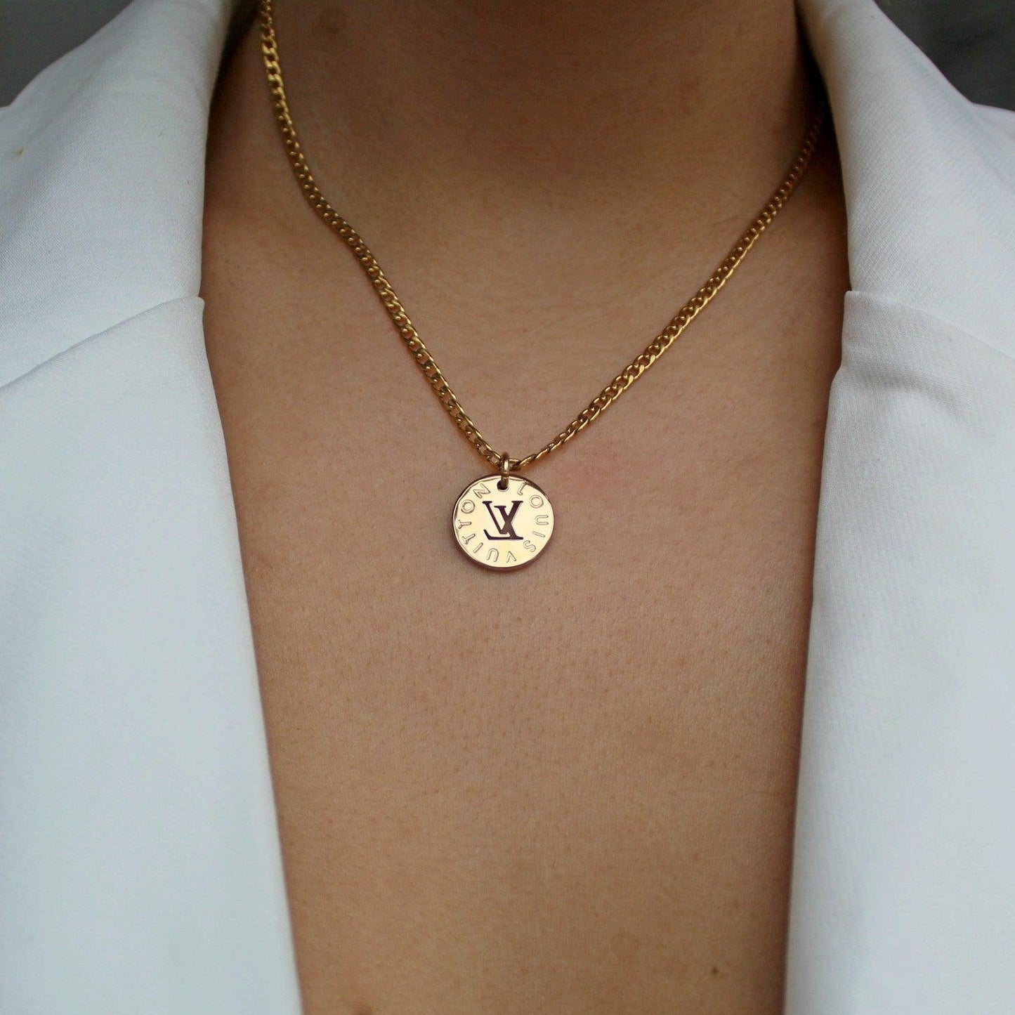 Authentic Louis Vuitton Looping Logo Charm - Necklace