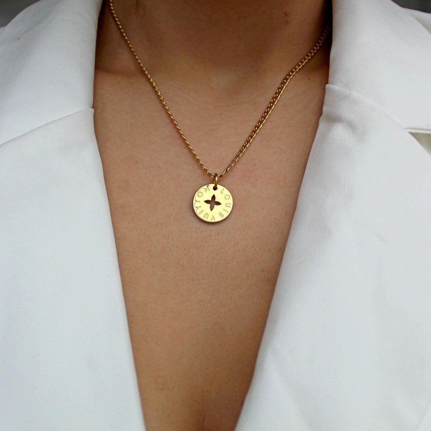 Authentic Louis Vuitton Logo Looping Charm - Reworked Necklace
