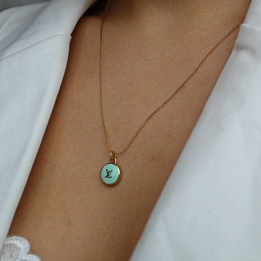 Authentic Louis Vuitton Logo Mint Pendant- Necklace