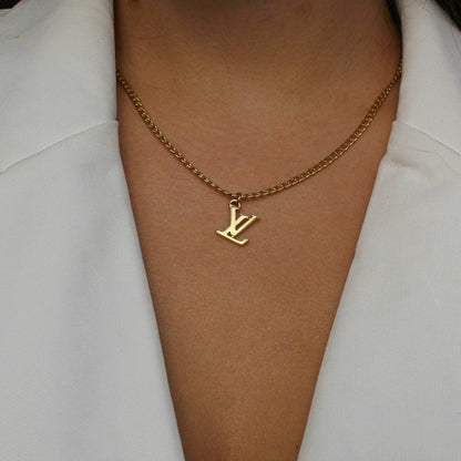 Authentic Louis Vuitton Logo Pendant- Necklace