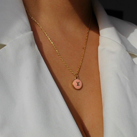 Authentic Louis Vuitton Logo Peach Pendant- Necklace