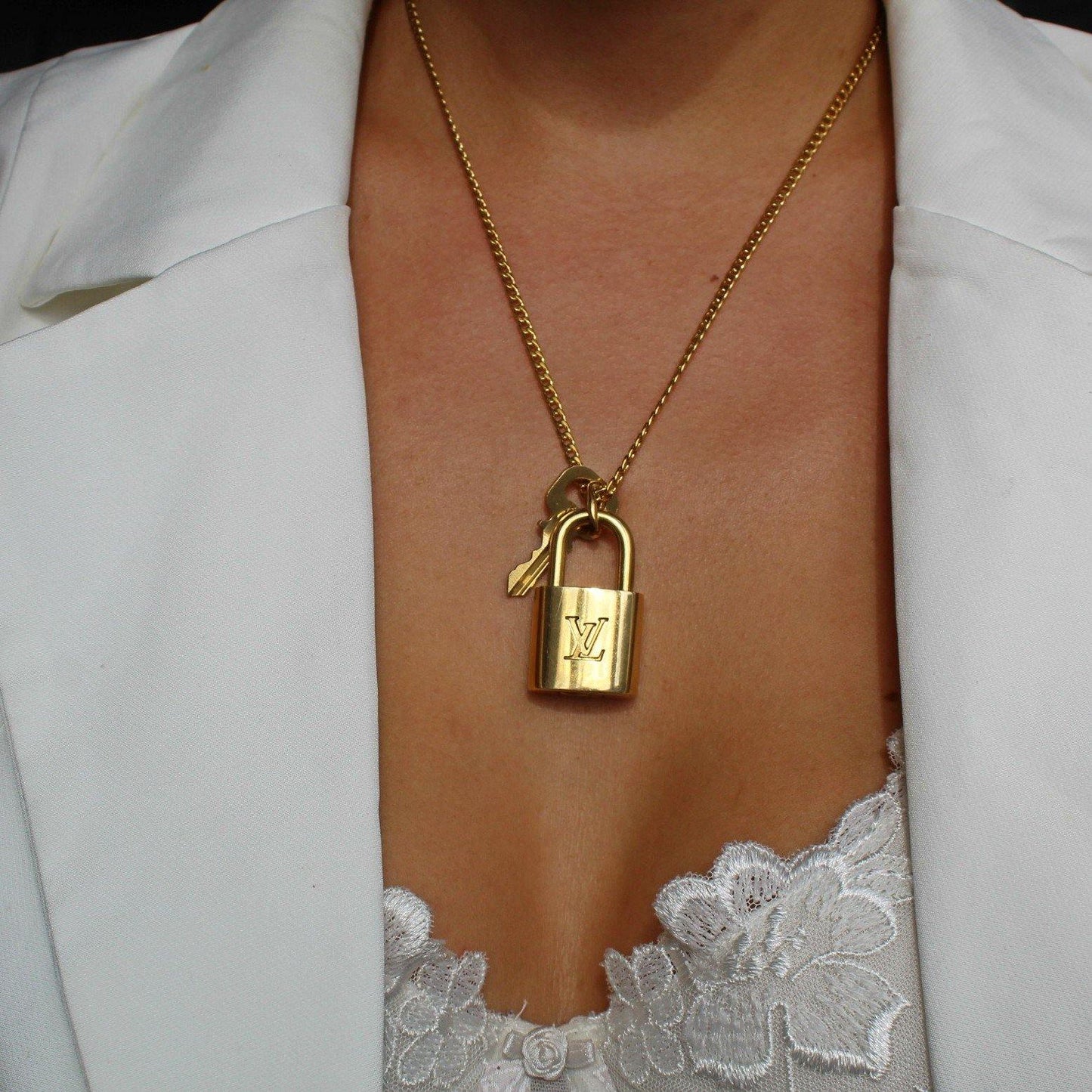 Louis Vuitton Padlock Necklace with Double Chain