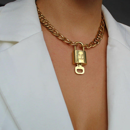 Louis Vuitton Padlock Necklace with Double Chain